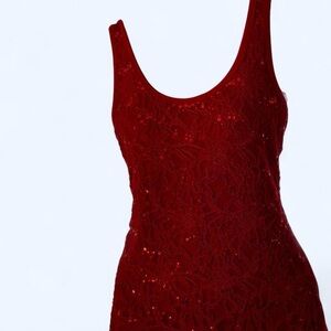 Karen Kane Vibrant Red sequin designer camisole NWTs m